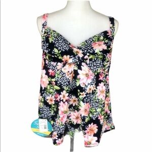 Swim Solutions Surpliced Bra Underwire Floral
